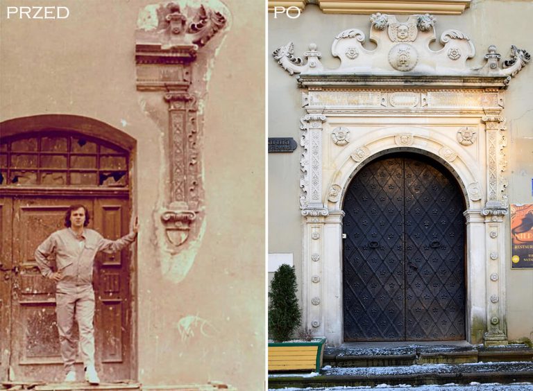 Lublin – kamienica Rynek 18 – odtworzenie manierystycznego portalu z początku XVII w. w oparciu o odkryty fragment na elewacji