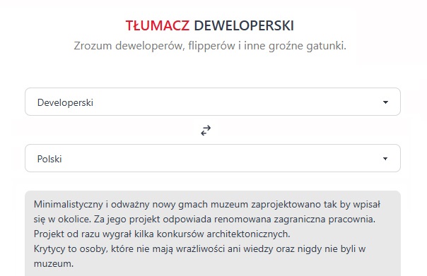 Polska – język deweloperów wreszcie odkodowany, czyli tłumacz polsko-deweloperski