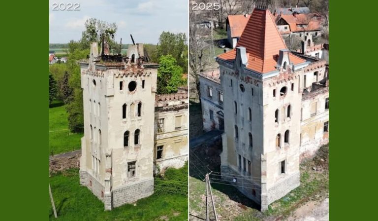 Gałów (woj. dolnośląskie) – częściowa odbudowa wieży pałacowej