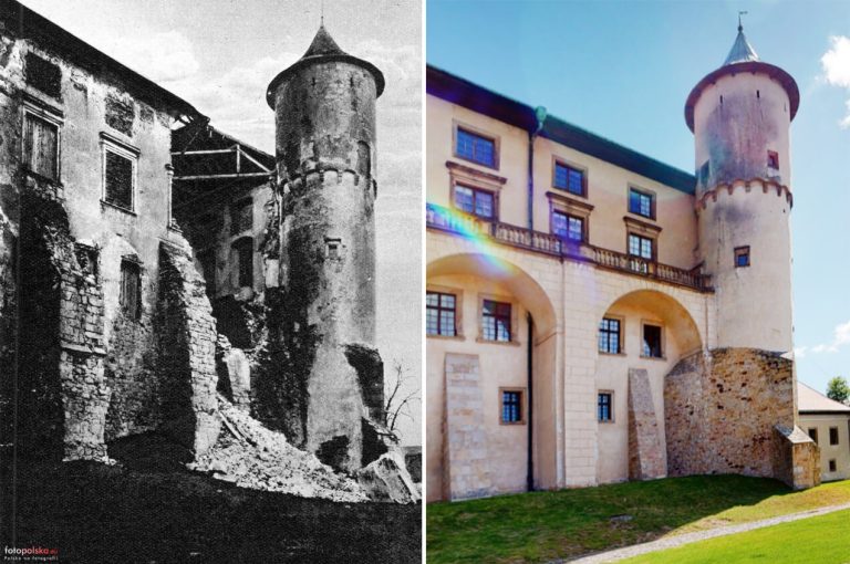 Nowy Wiśnicz – porównanie wyglądu zamku w 1928 roku i współcześnie